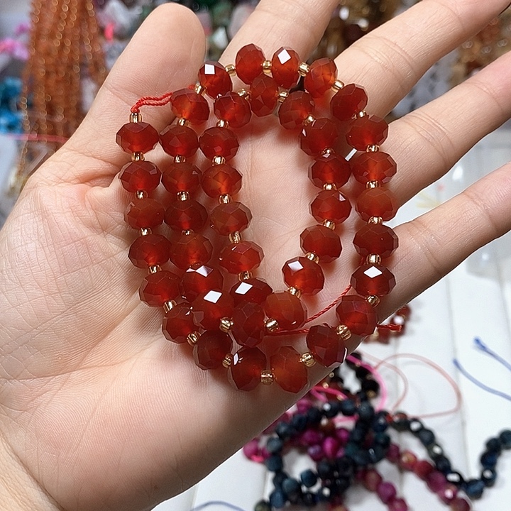 未镶嵌玛瑙/玉髓珠宝半成品A级红玛瑙切面卡10mm