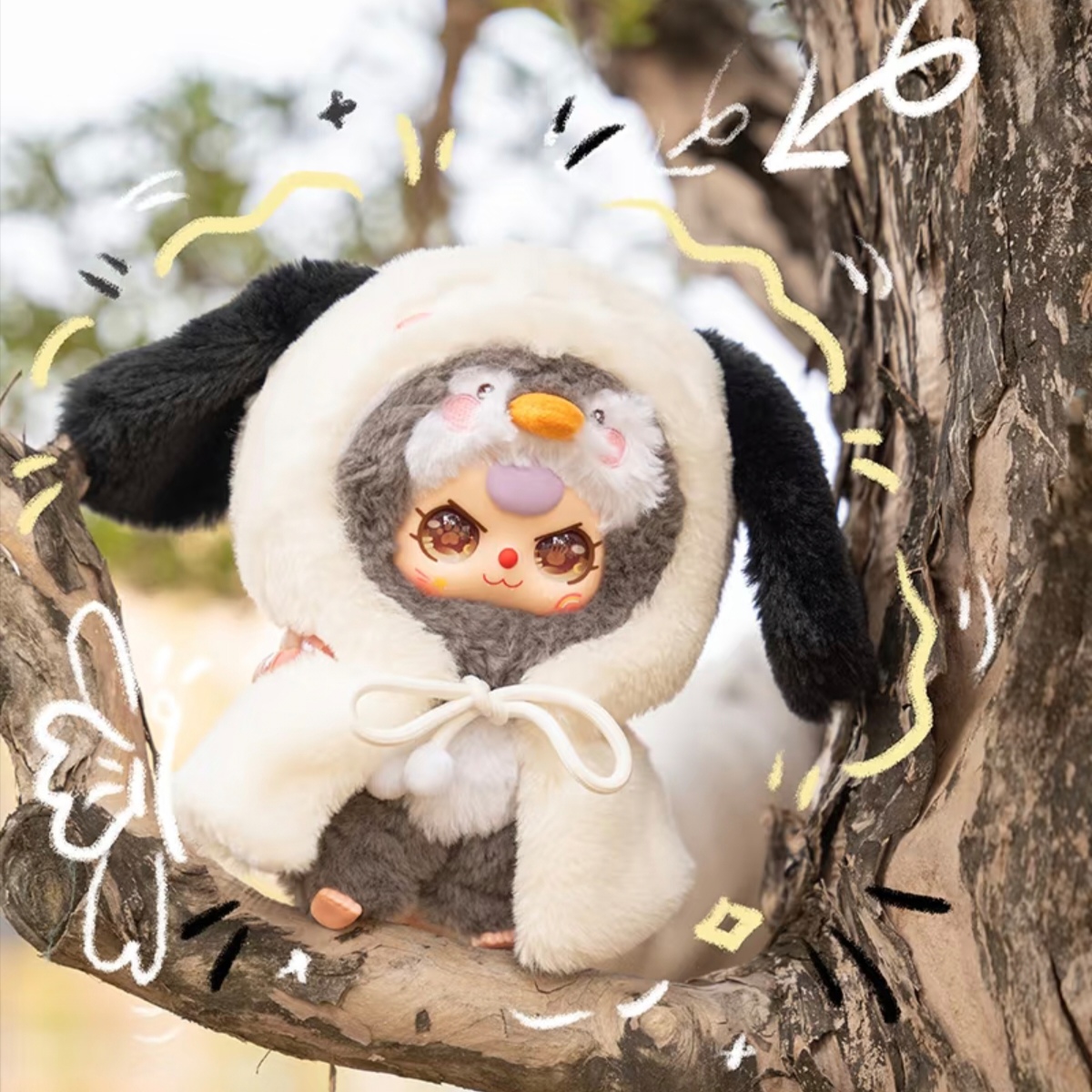 娃三岁Baby three我不是大侠盲盒系列潮玩毛绒娃娃可爱礼物摆件
