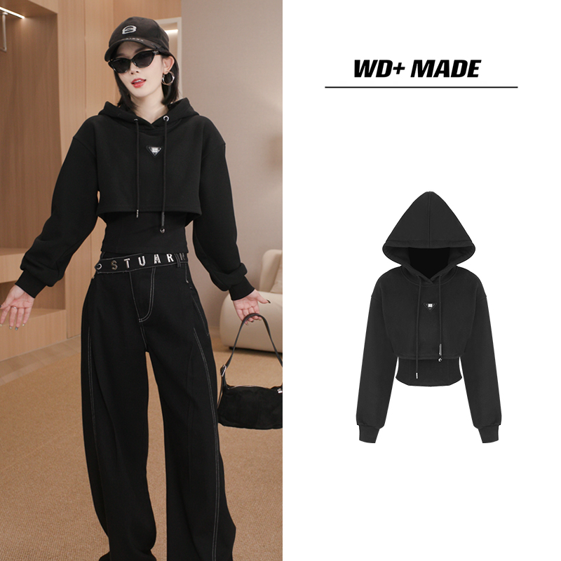 韩版时尚设计师百搭设计感三角形棉羊毛连帽显瘦长袖卫衣