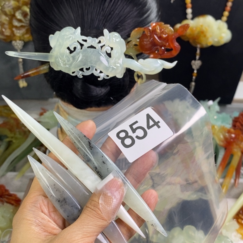 【闪购商品】岫玉发饰未镶嵌朝*暮