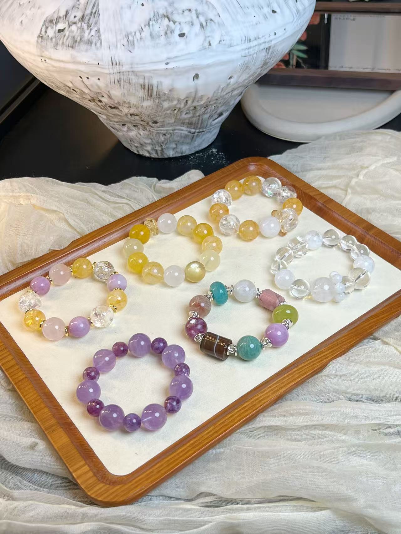 CHOIS天然水晶玛瑙玉髓手串多样性发一【直播间现场拍对应价格】