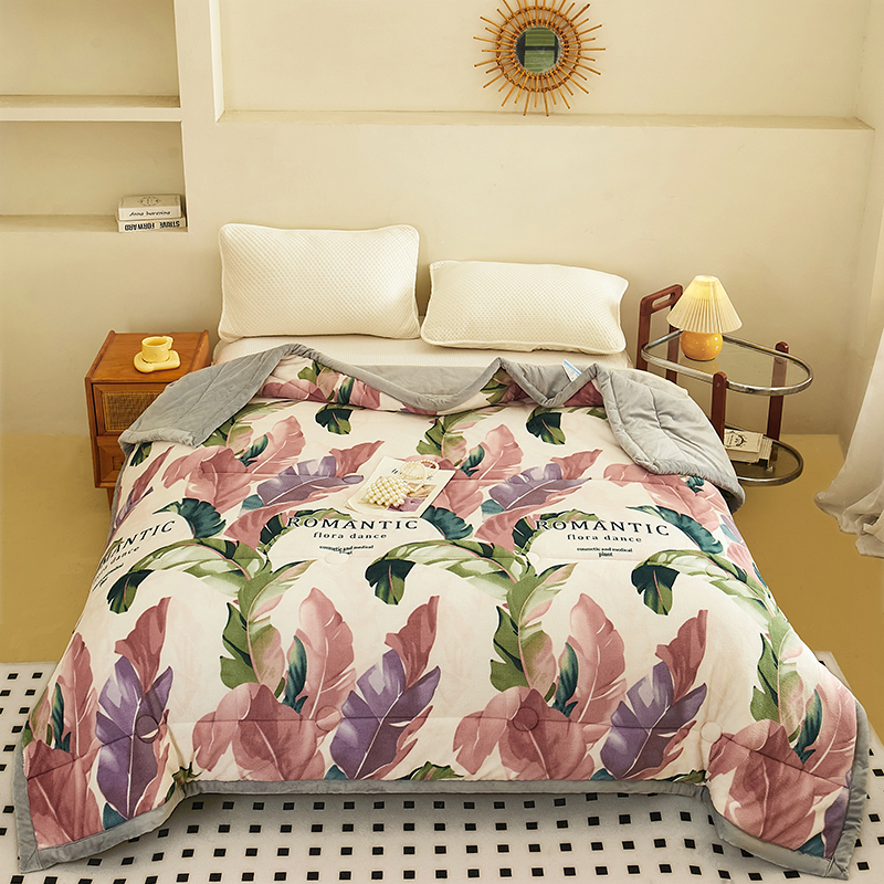 【免费试睡30天】新款牛奶绒被亲肤柔软印花芭蕉叶被子学生可机洗