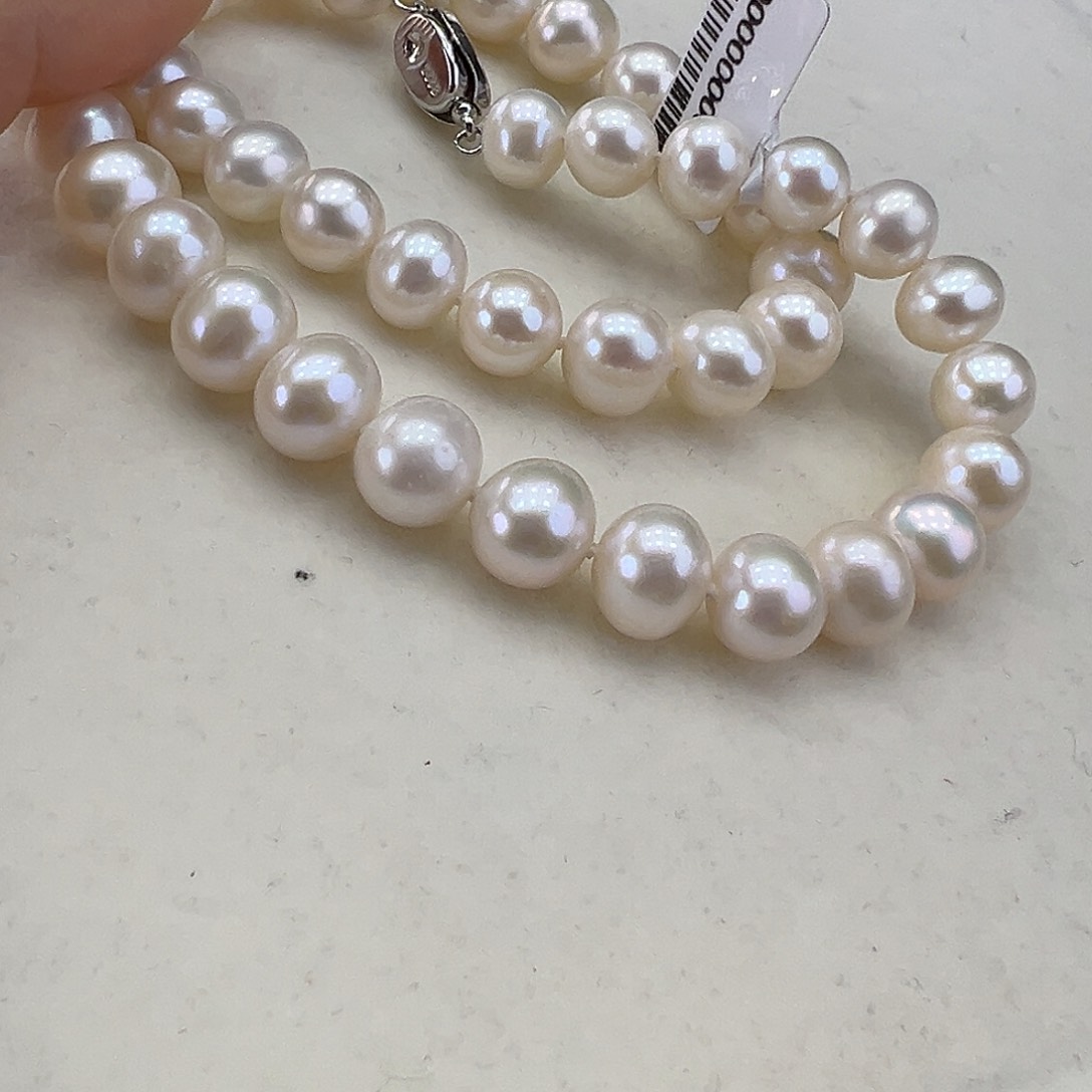 淡水珍珠项链银S925镶嵌➕9-18高品极光