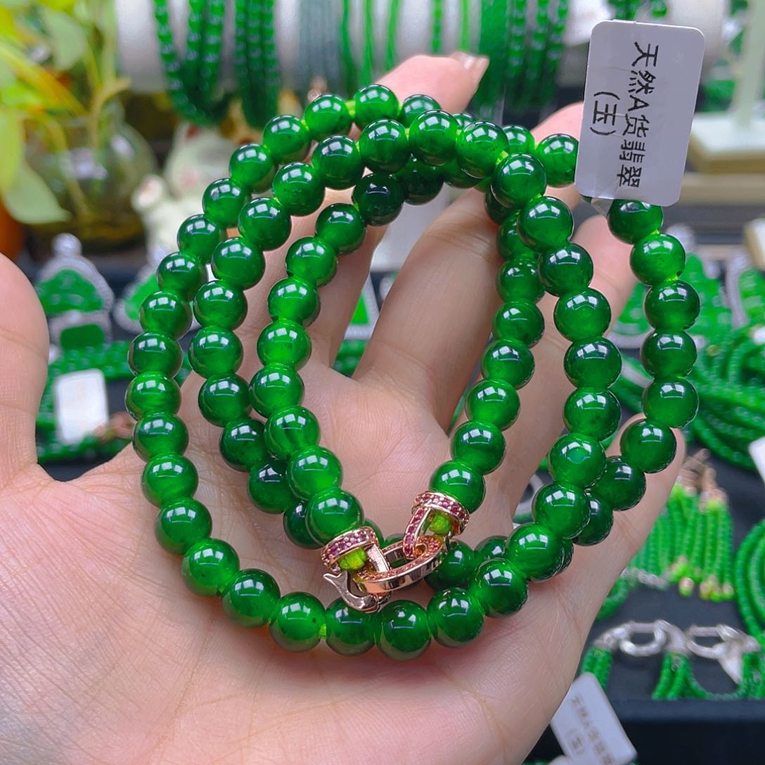 翡翠颈饰未镶嵌天然A货翡翠卡8项链