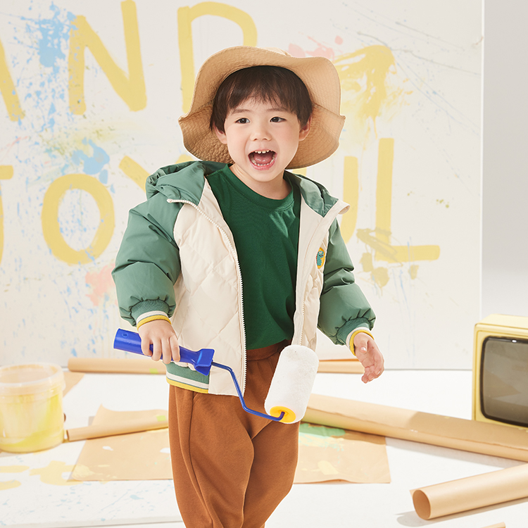 撞色菱形格小恐龙外套#34182405宝宝外穿保暖秋冬冬季