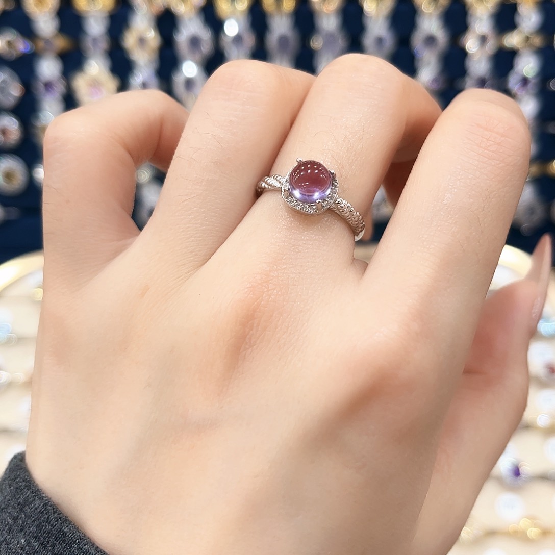 紫晶女款银S925镶嵌戒指