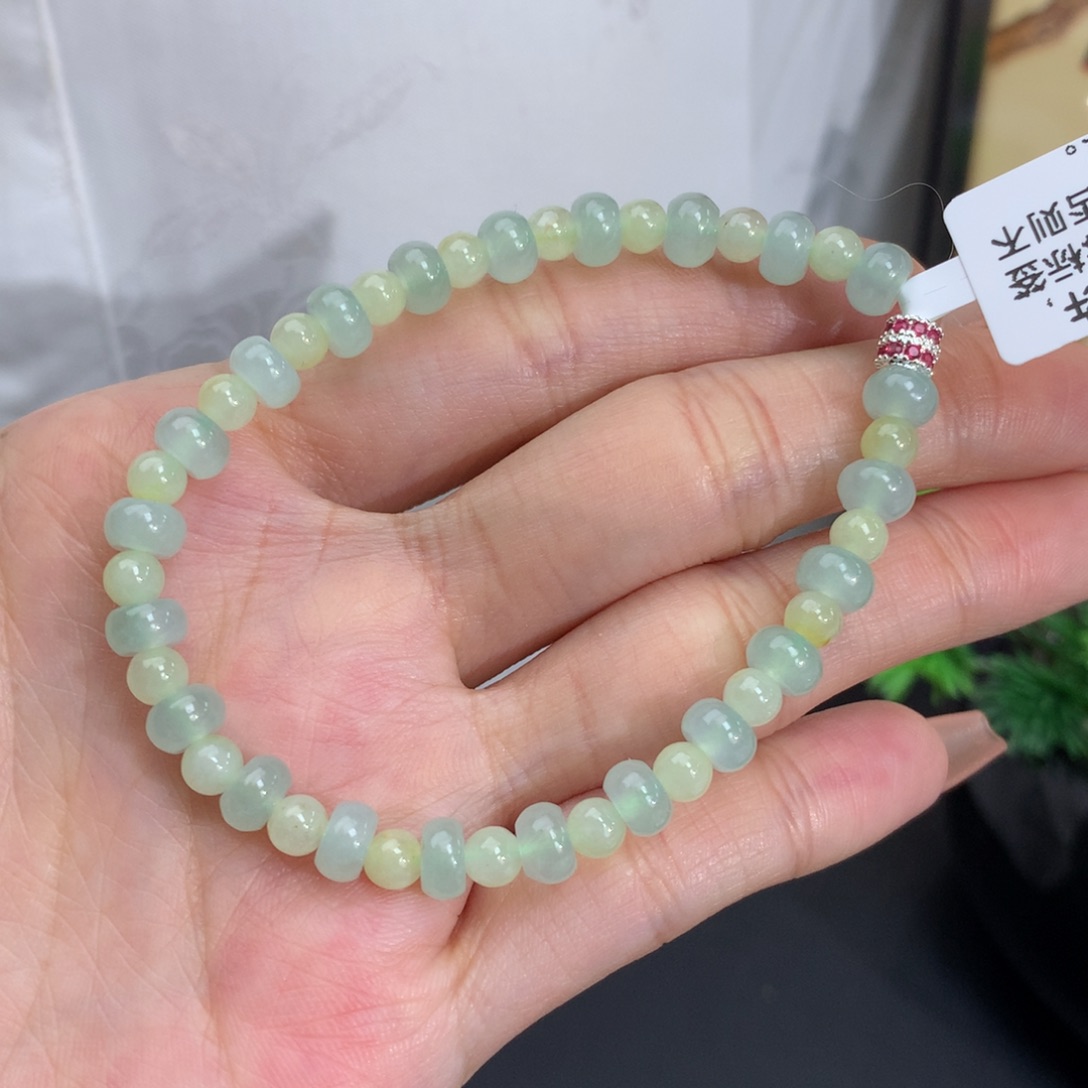 翡翠手链未镶嵌卡6冰胶双彩手串