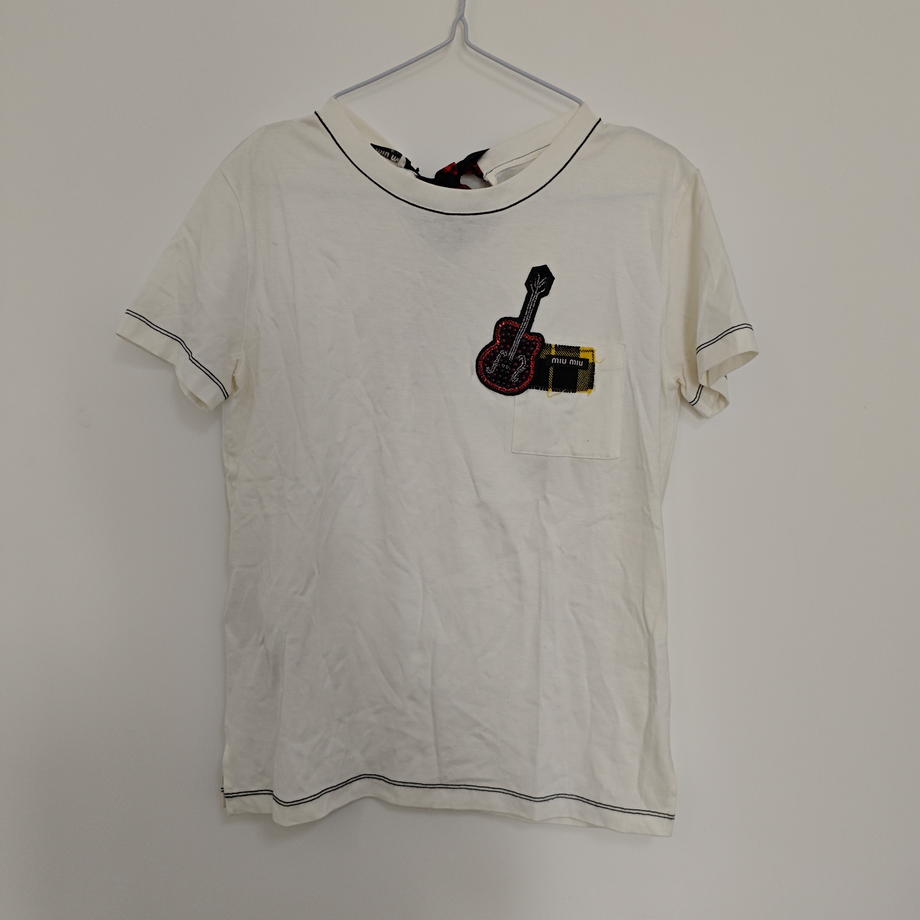 95新 MIU MIU/缪缪 麦殿/女士短袖S码白色/250508LMZCB22