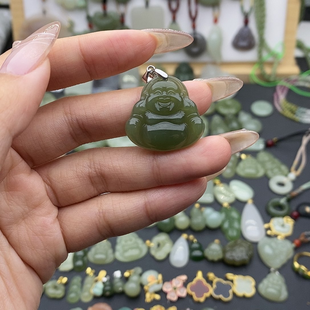 和田玉吊坠(不含链)银S925镶嵌