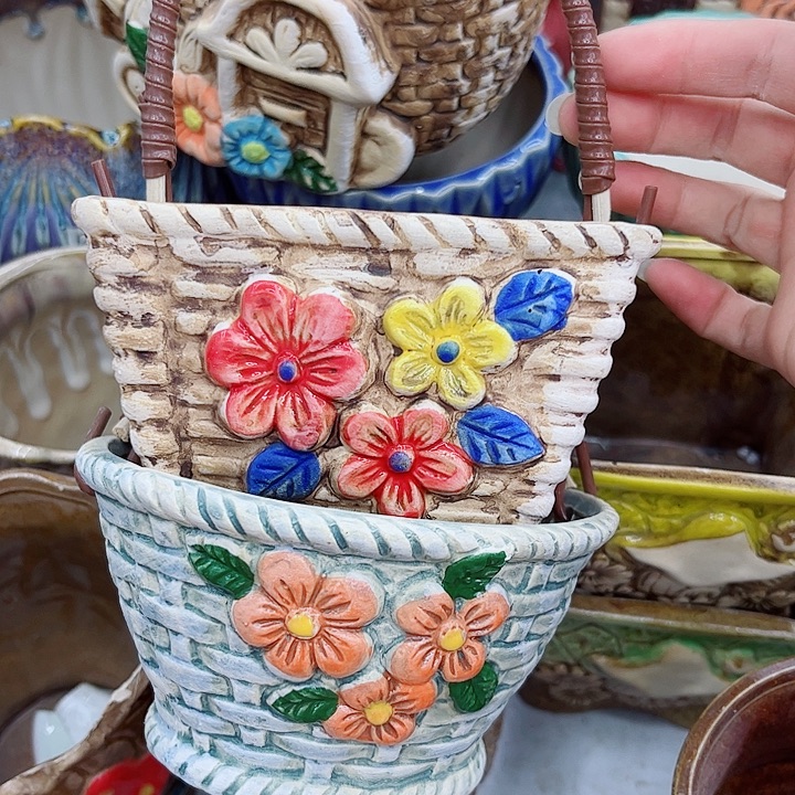 多肉绿植陶瓷花盆9.9包邮，有孔