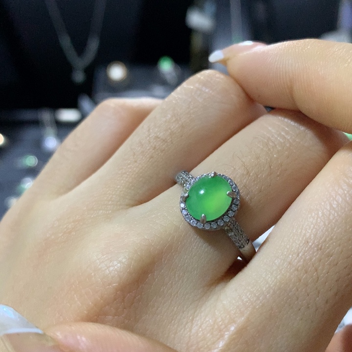 翡翠银S925镶嵌戒指