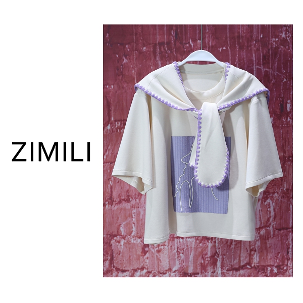 【亮哥女装】2025欧版轻薄透气米杏色披肩贴布绣休闲时尚短袖9160