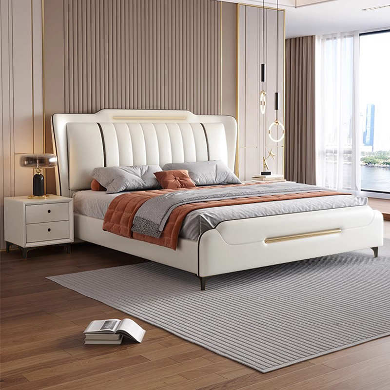 优得美信凡源【雅逸奢床】1908灯#1.5米双人床1.8米床皮床北欧轻奢