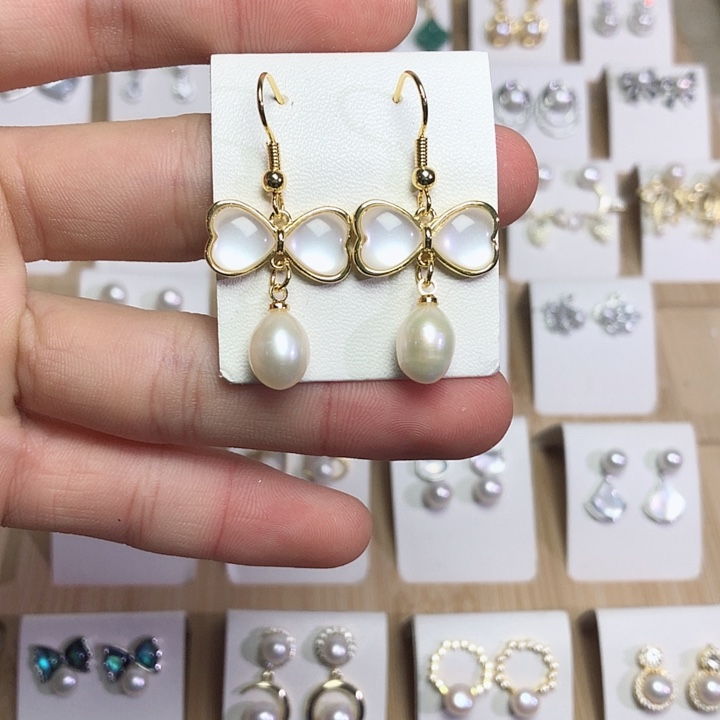 淡水珍珠耳饰银S925镶嵌