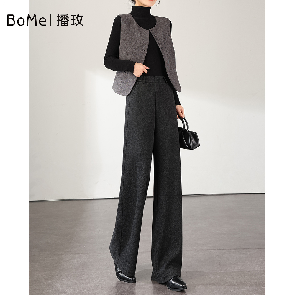 冬季厚款2025新款羊毛醋酸窄版小阔腿裤保暖亲肤柔软垂顺加厚过冬