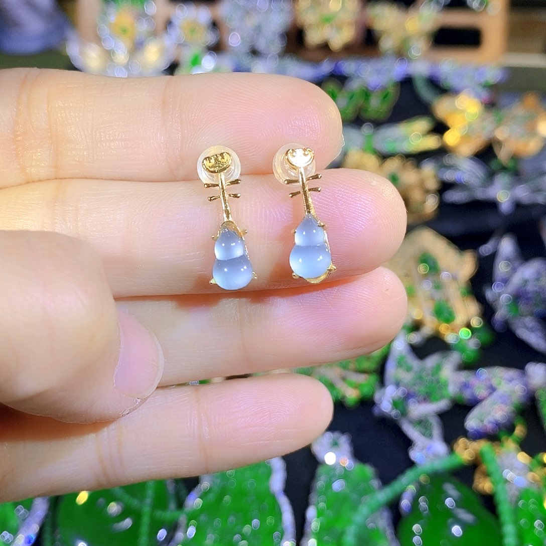 吊坠(不含链)银S925镀金镶嵌翡翠