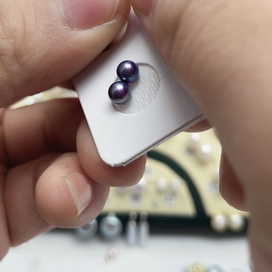 原***n银S925镶嵌淡水珍珠耳饰