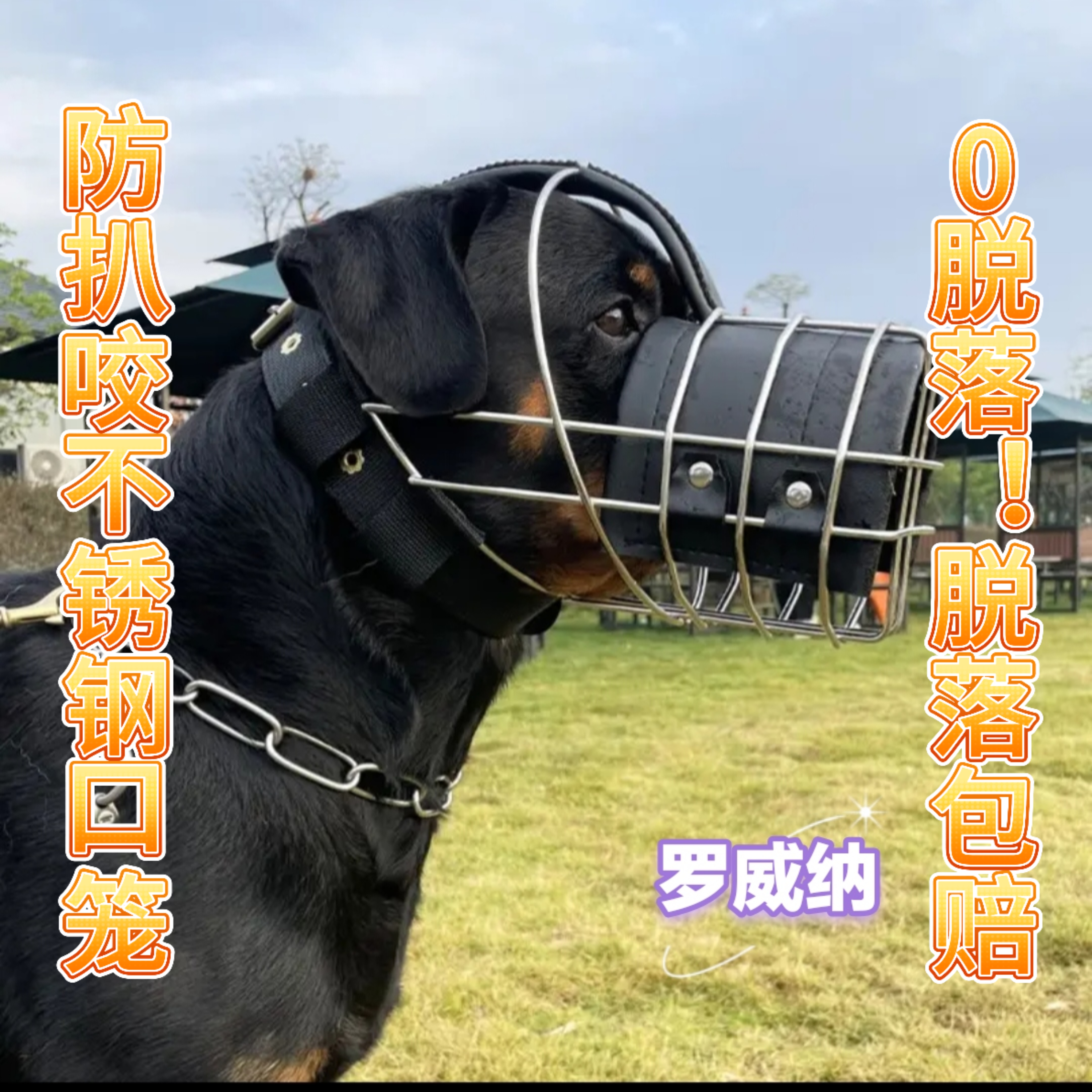 罗威纳不锈钢嘴套防咬防乱吃可喝水适用于中大型犬狗狗口笼狗嘴套