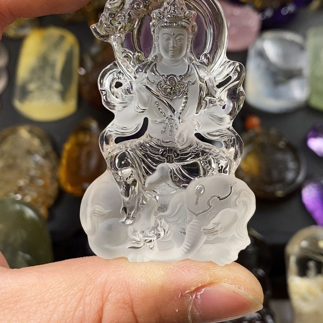 水晶天然水晶吊坠未镶嵌木**y