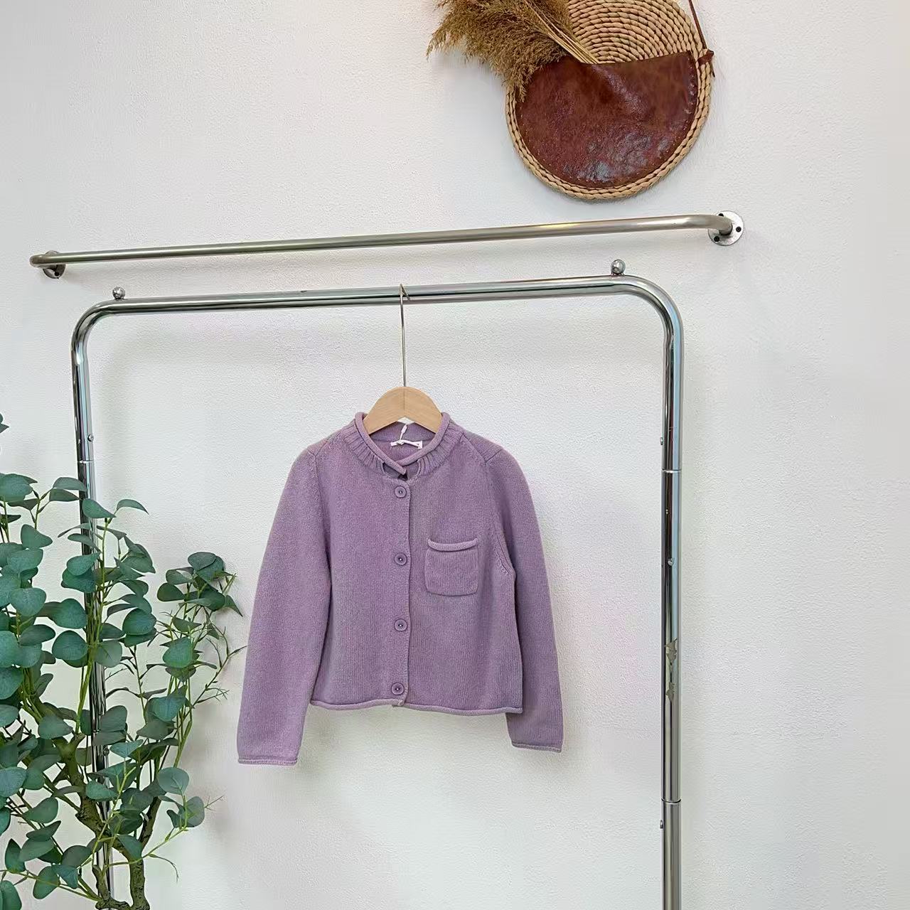 2838帕灰紫常规款开衫毛衣