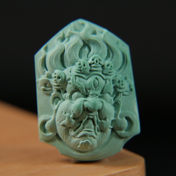 原矿绿松石大黑天 尺寸19×27×8.8mm，重5.5g