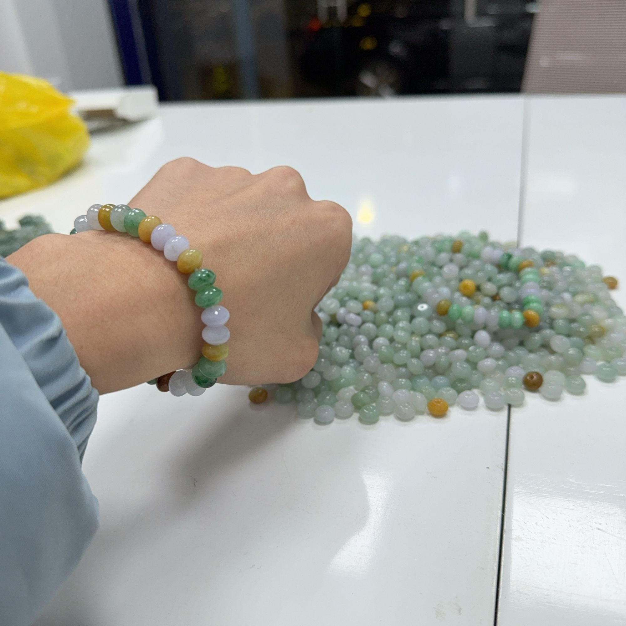 缅甸翡翠A货多宝算盘珠 多样性发其一