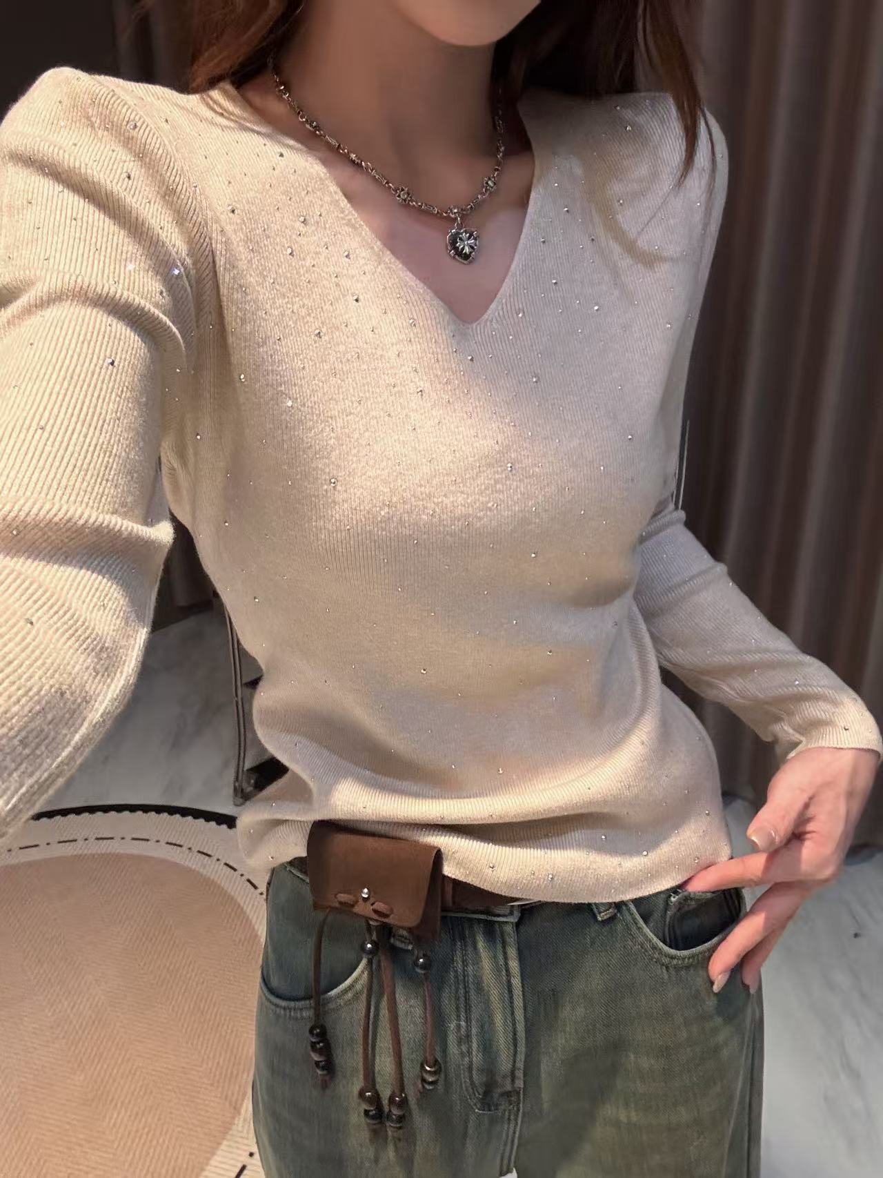 李馨儿【那片海】长袖宽松显瘦拼接秋冬打底百搭衣服T恤休闲