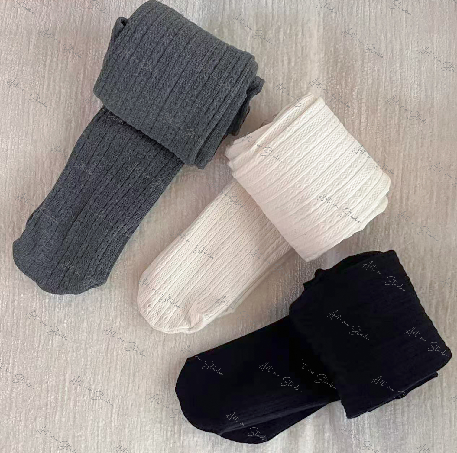 3姐【灰色打底裤秋冬针织麻花竖条纹保暖棉连裤袜】S34148
