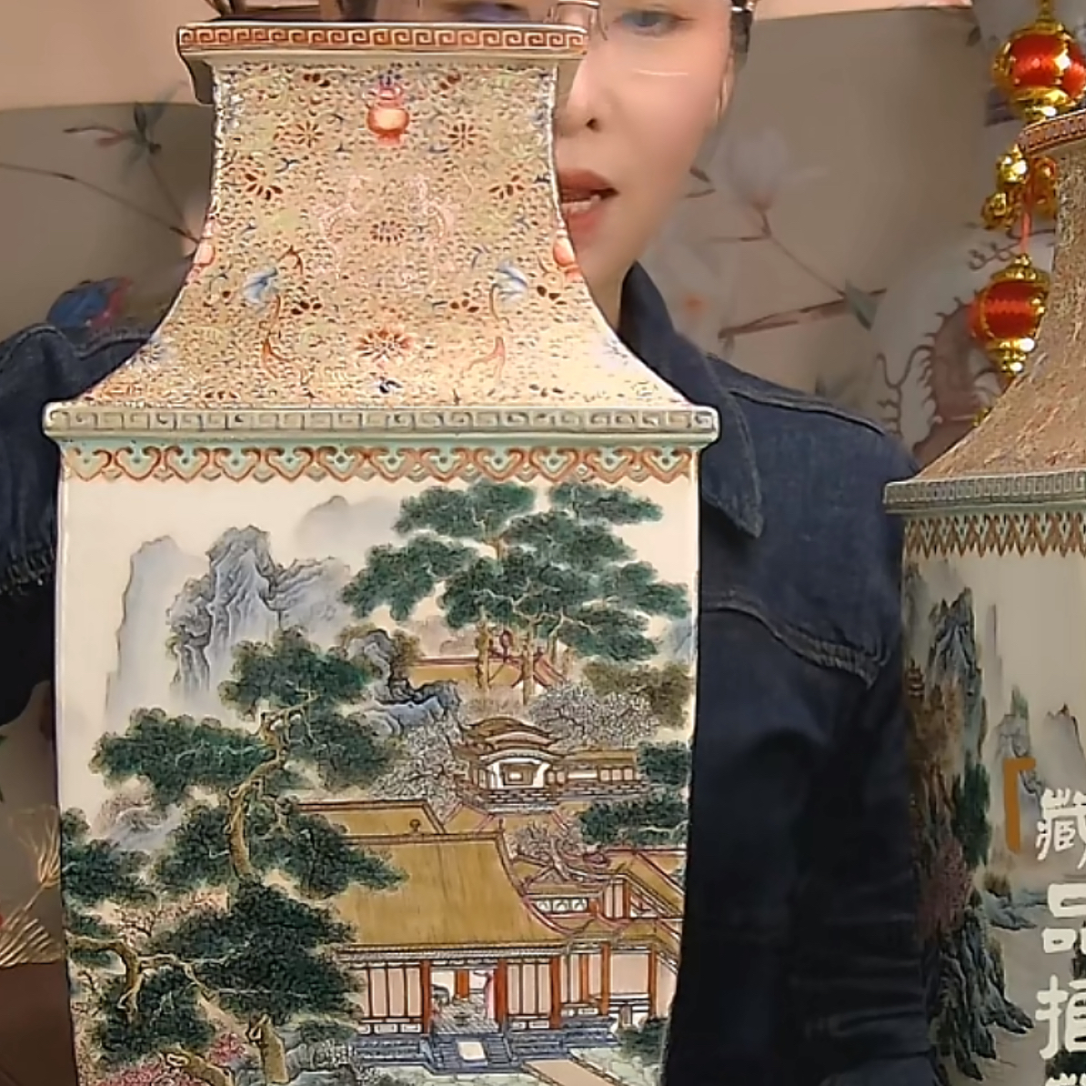 收藏/古玩清古月轩珐琅彩皇家别院四方瓶一对