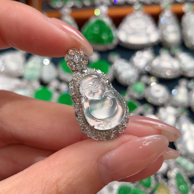 【闪购商品】翡翠颈饰18K金镶嵌财神