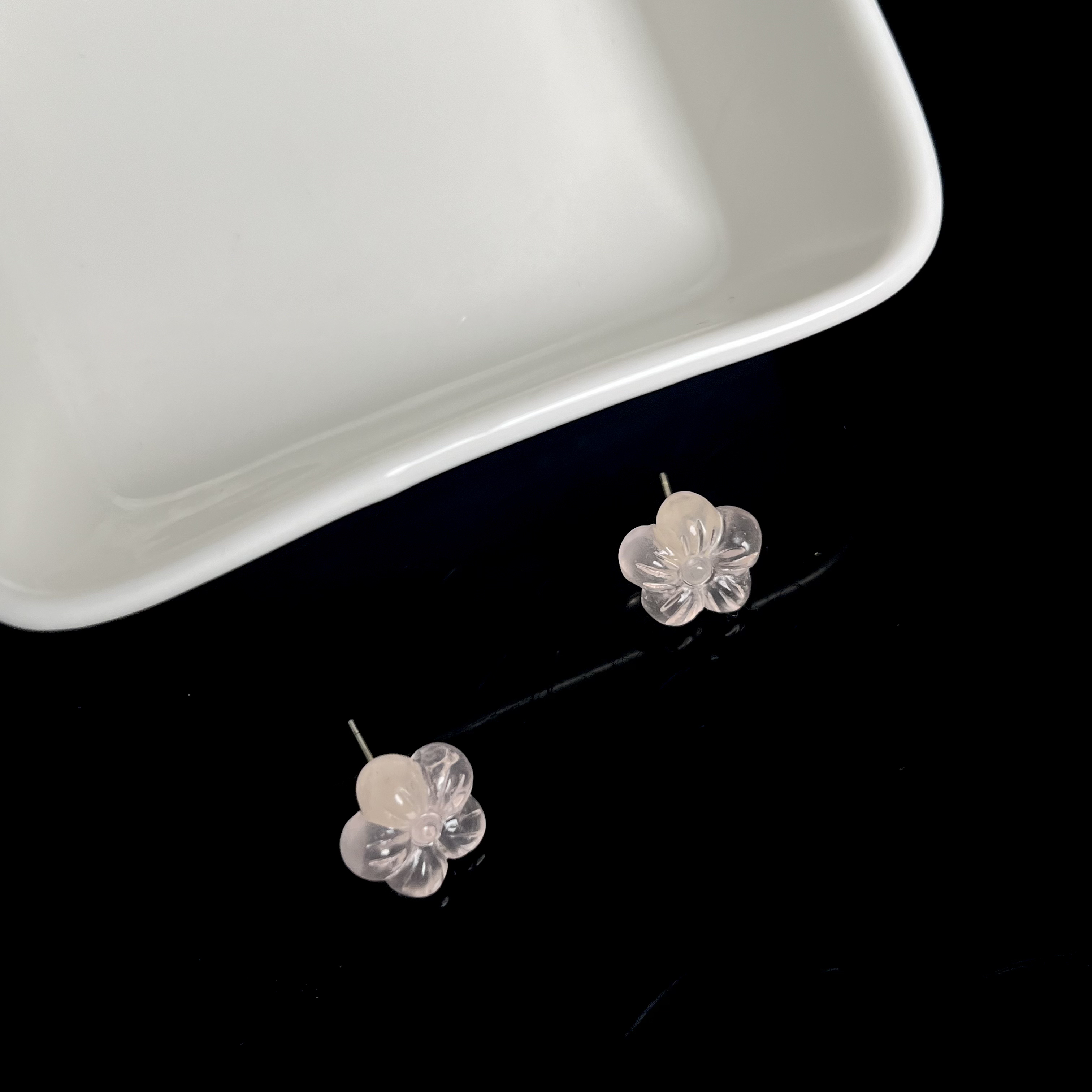 【大鱼甄选】粉水晶花朵耳钉女款R55多样性发其一简约