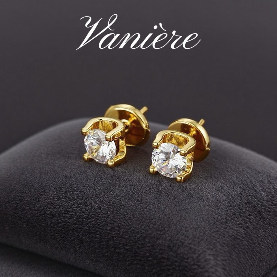 铜合金锆石耳饰 591 镀真金 高奢百搭耳钉