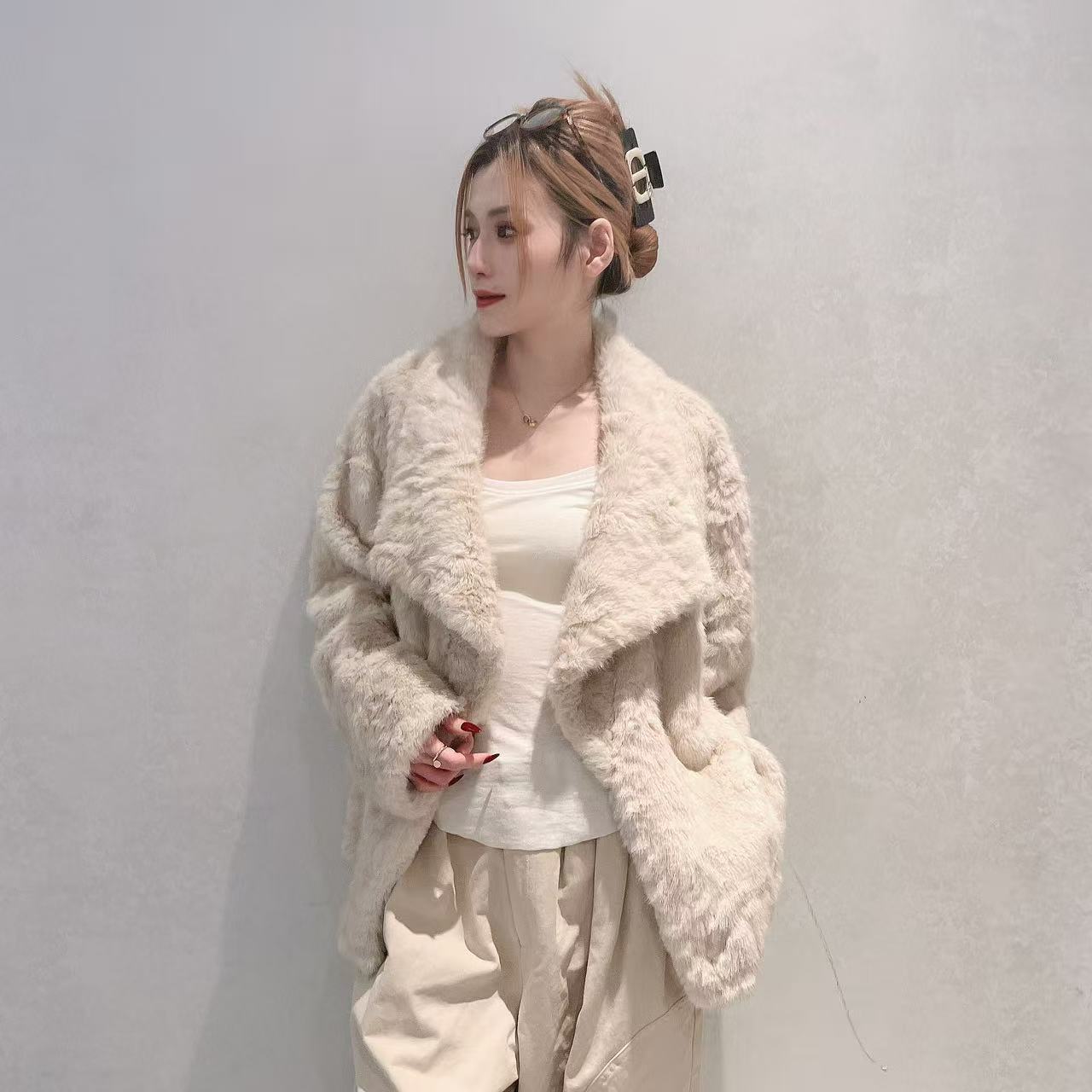 【小鹿鹿精选】时尚外套百搭显高潮流网红女士气质纯色毛毛外套