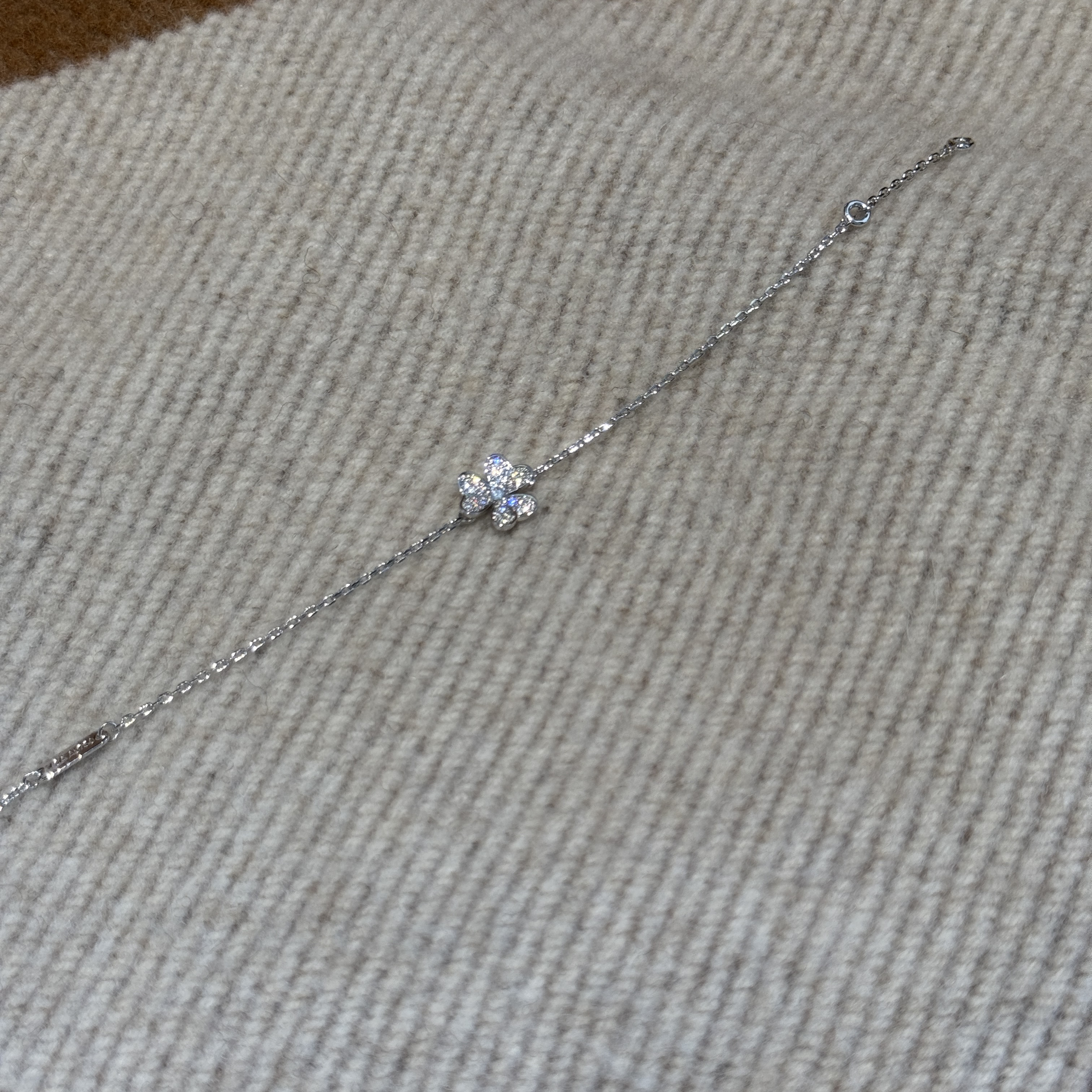 铜合金锆石手链 JINRAN白金色幸运草手链