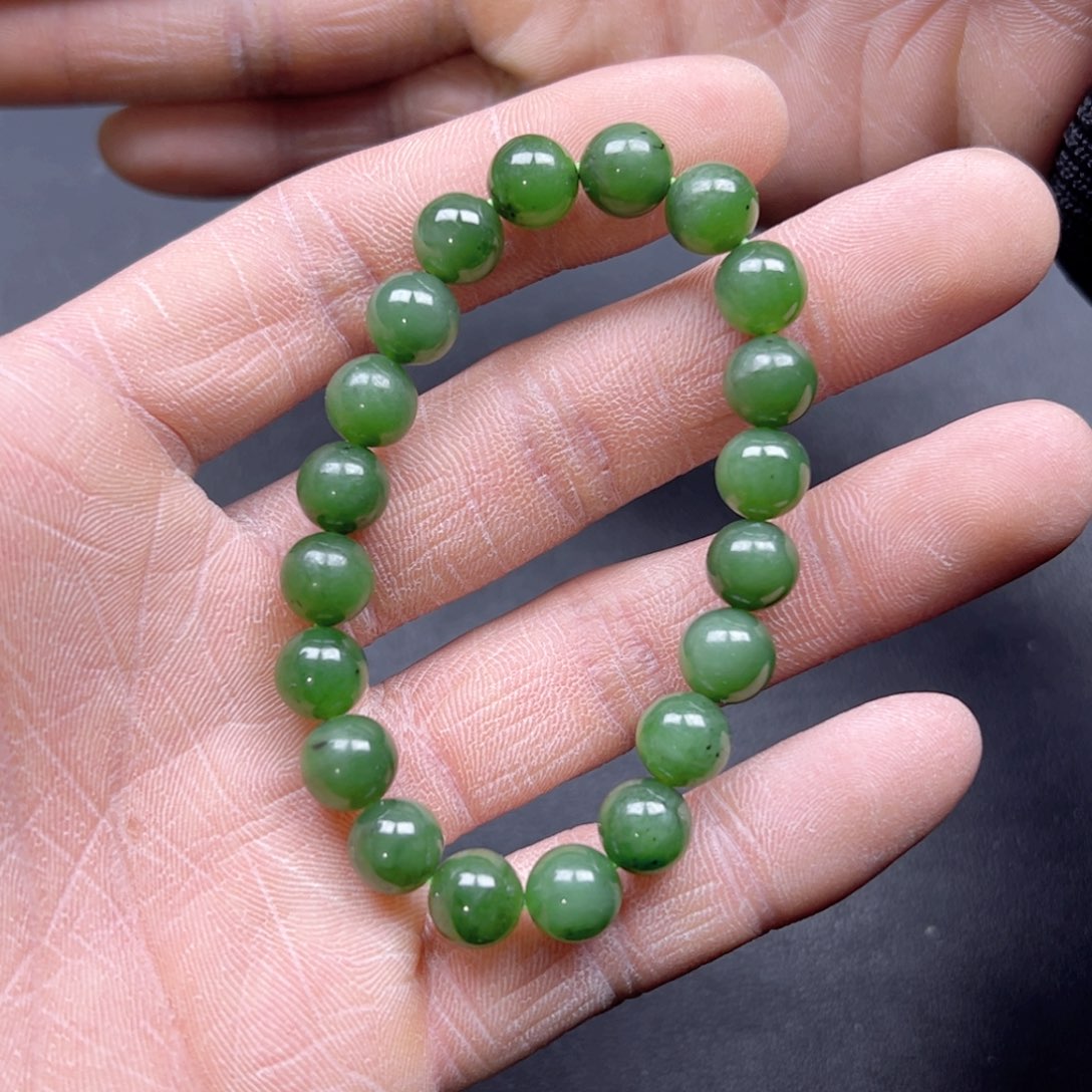 和田玉手串未镶嵌多样性拍一发一碧玉卡10