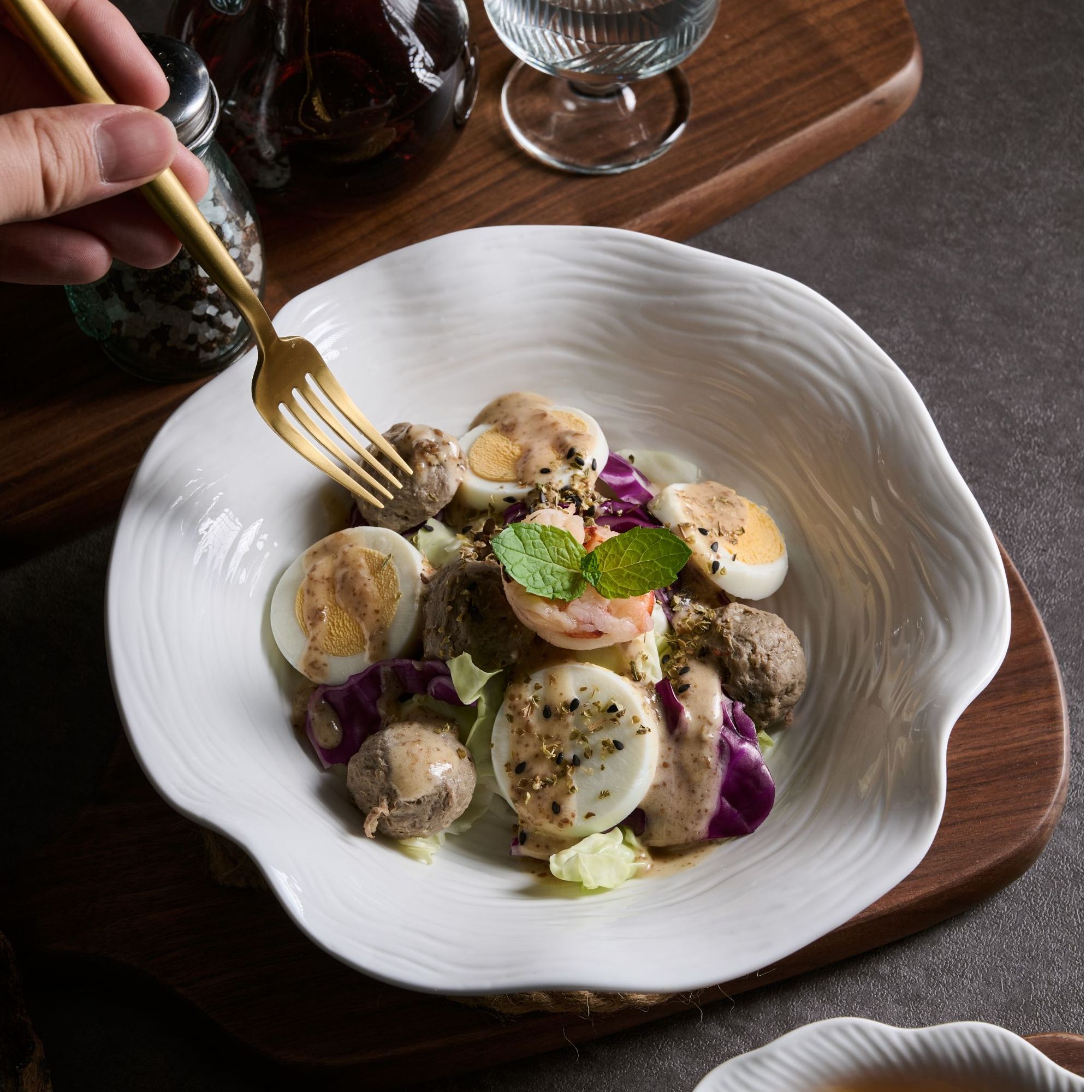 双11福利云山景墨陶瓷8.5寸荷口自然碗餐具乔迁礼物