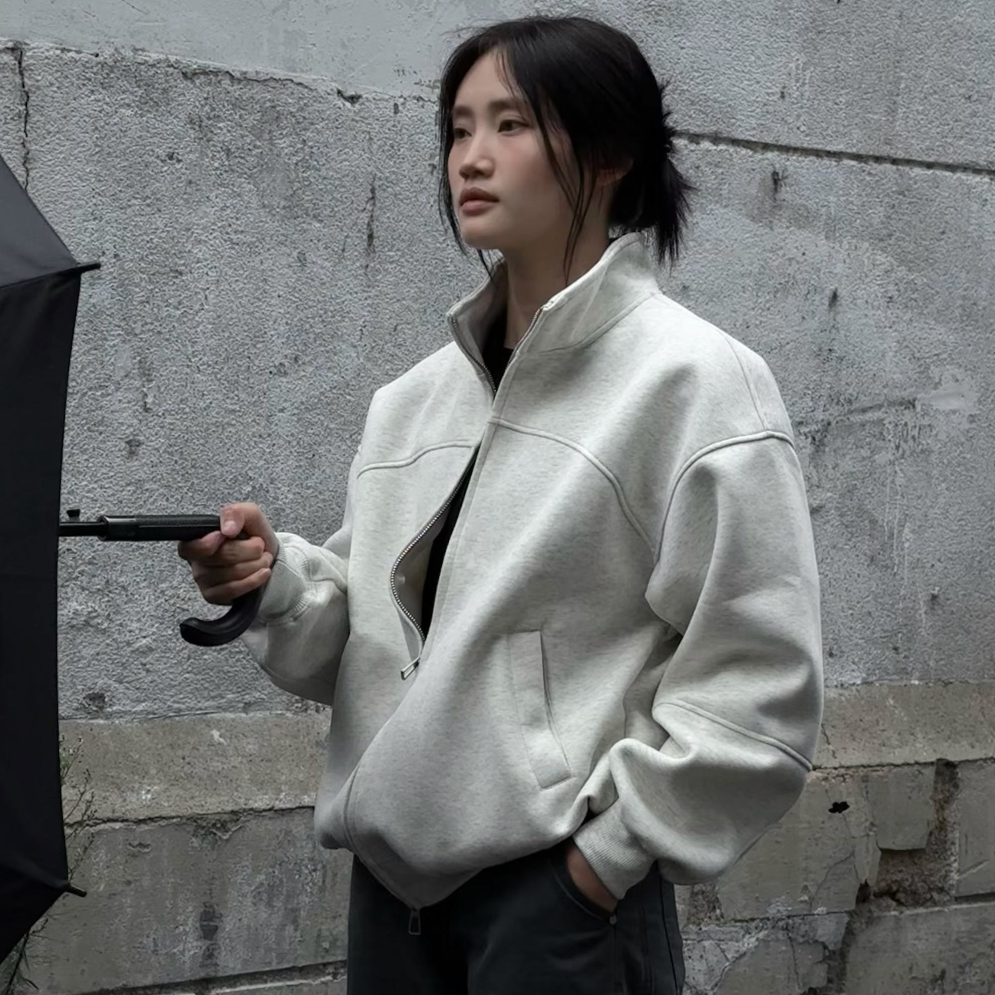 TSSSISI 春季中性风宽松立领百搭显瘦开衫卫衣休闲外套