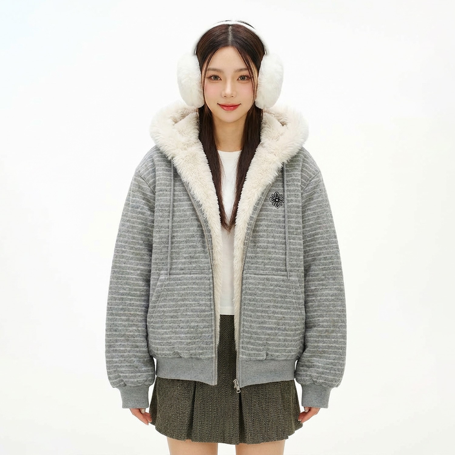 NSTNEW START发芽计划条纹磨毛座山雕男女冬季保暖外套