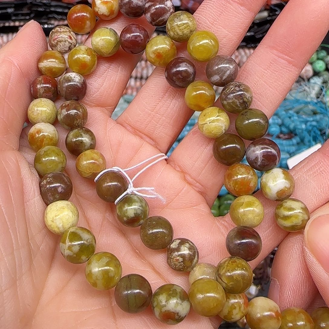 玛瑙/玉髓合金珠宝半成品龙血玉8mm一条