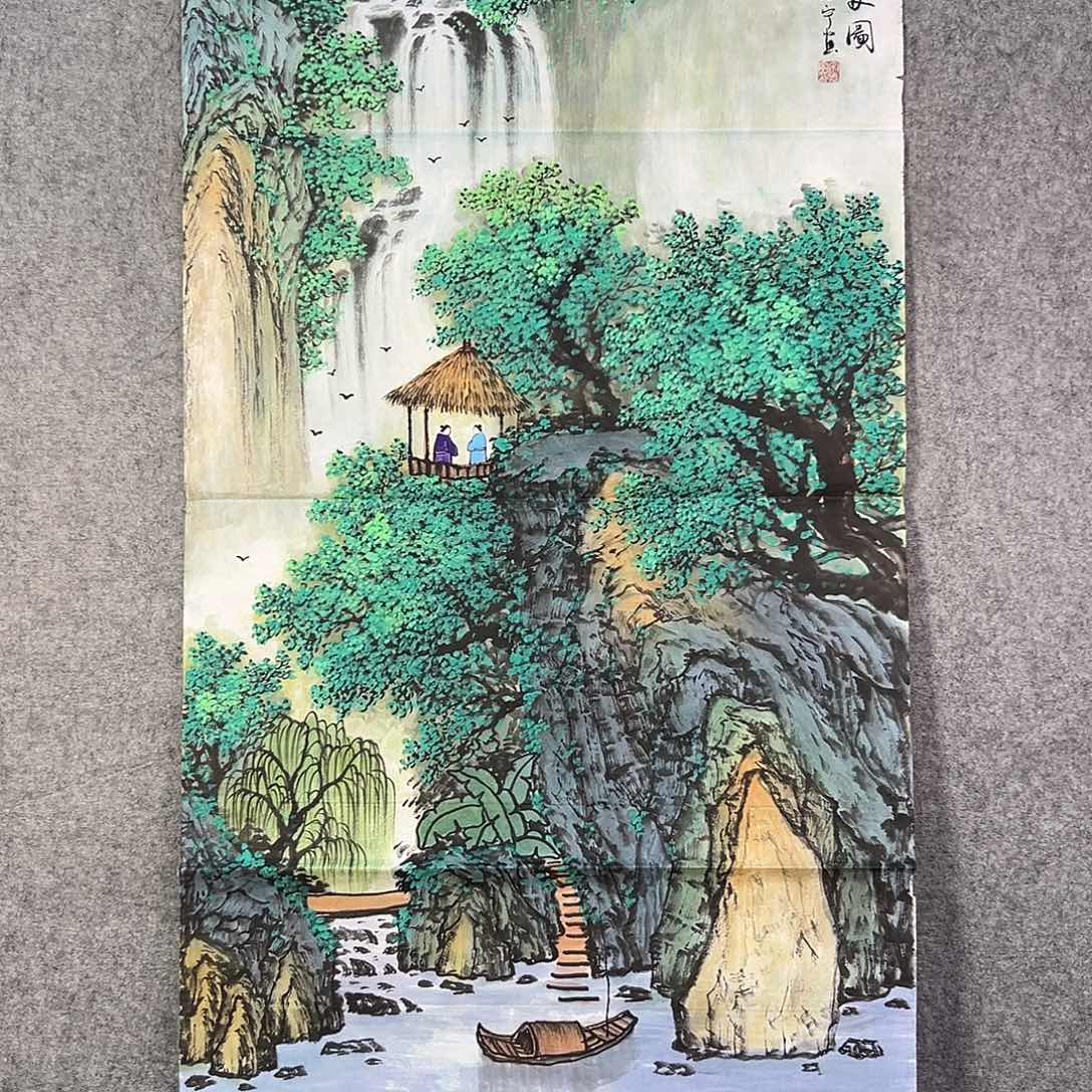 国画496 花鸟在树丛的顶端鸣叫叫声响