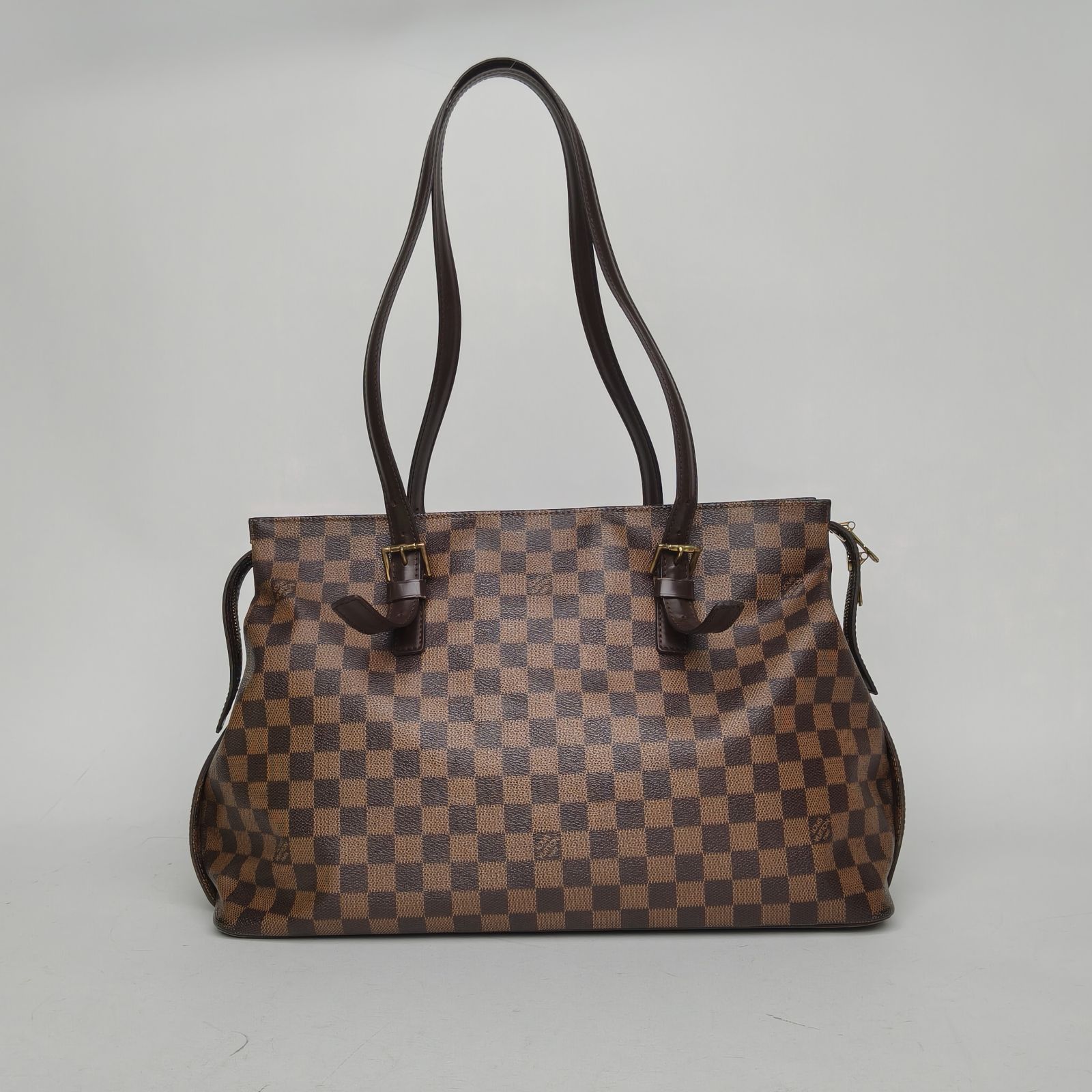 95新 LouisVuitton/路易威登 攀攀 棕色棋盘格 PVC 托特包