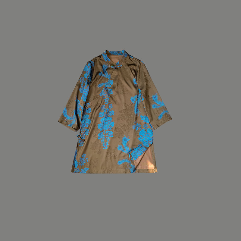 夏季新款【凤栖牡丹】圆领中式桑蚕丝上衣女宽松新中式气质上衣