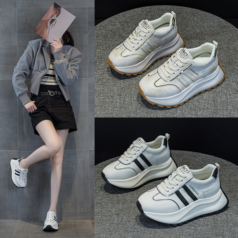小白鞋2025春季休闲百搭秋季系带韩版拼色不臭脚时尚ins老爹鞋女