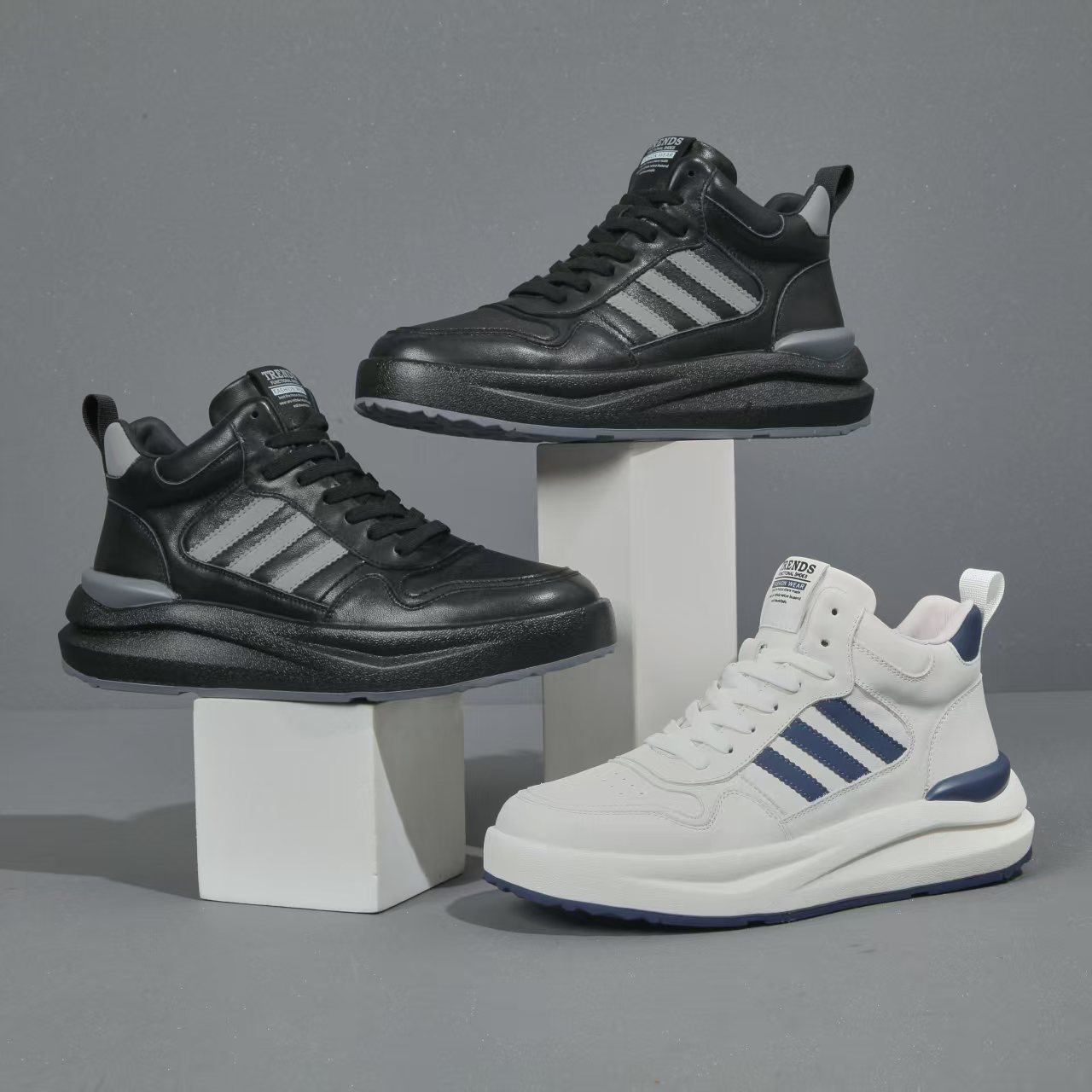 2025新款拼色厚底冬季潮流休闲风高帮百搭休闲鞋2528高帮