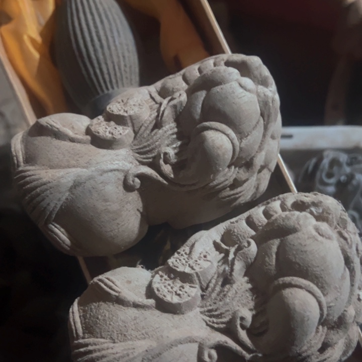 木12公分白胚貔貅木2个