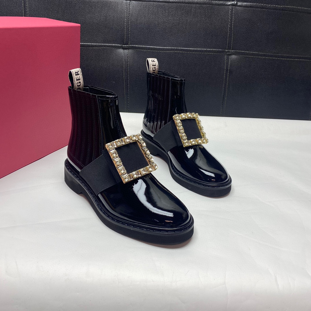 水钻扣金扣切尔西短靴