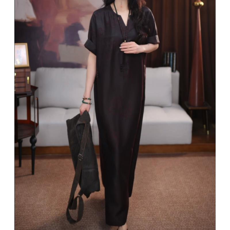 【浔知】香云纱新中式设计感夏季复古修身季百搭国风中国风连衣裙