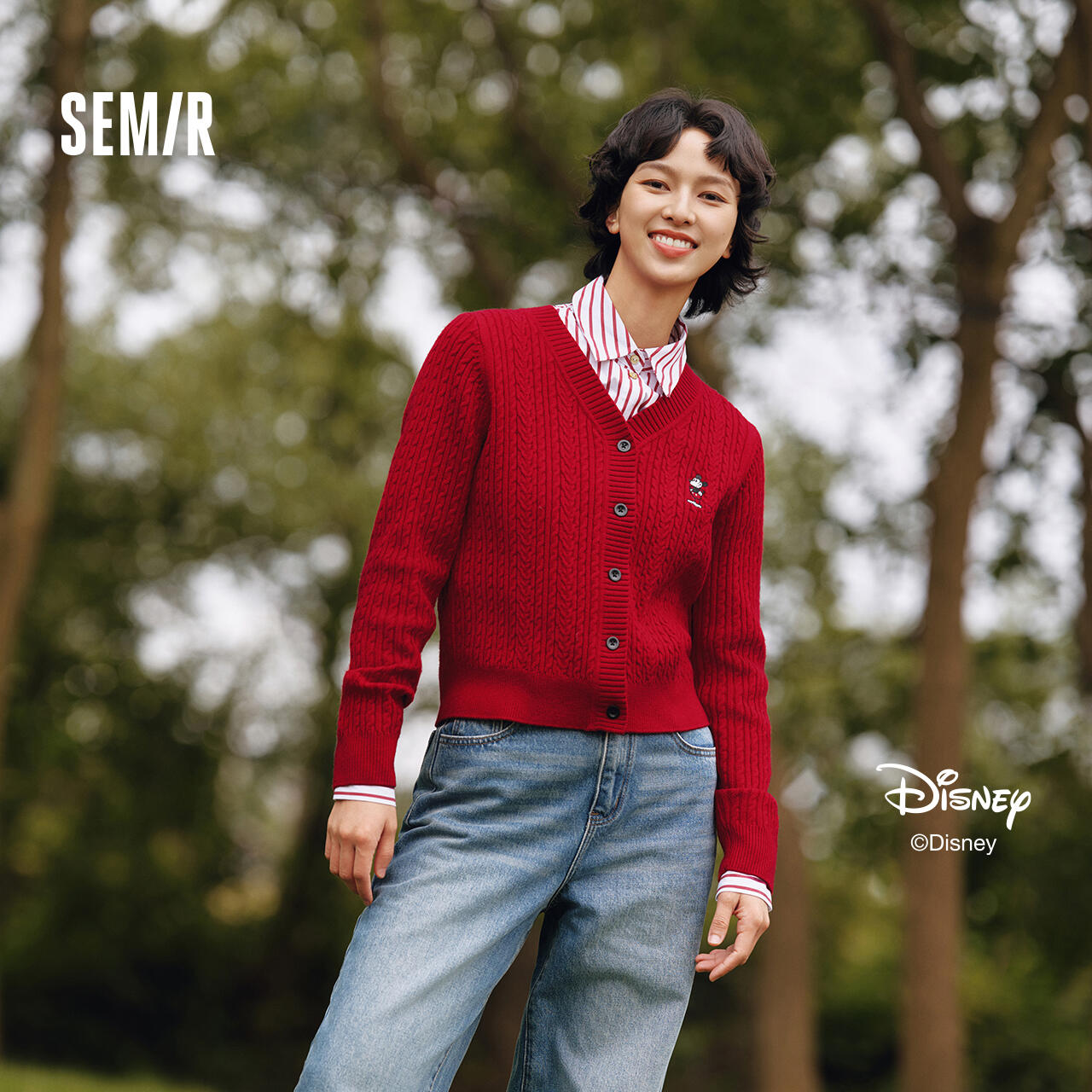 【商场同款】迪士尼米奇家族合作系列森马针织开衫女2025春装新款