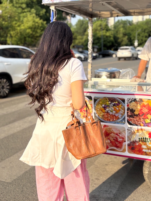 尼泊尔牦牛皮真皮百搭生皮手提菜篮子 不退换 介意勿拍