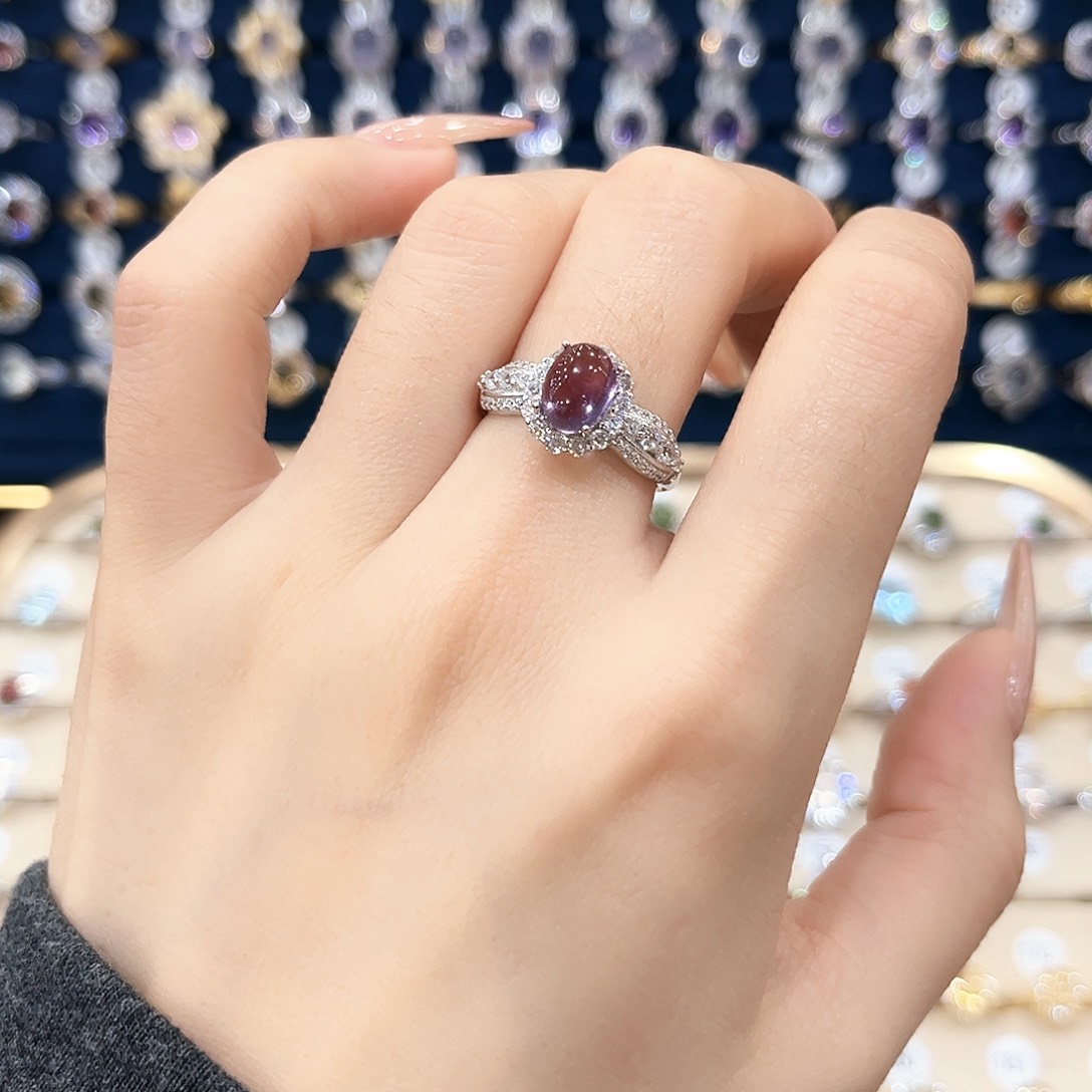 紫晶女款银S925镶嵌戒指